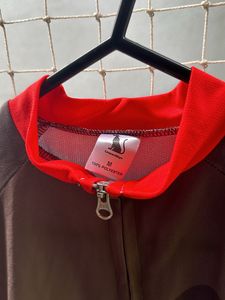Brown Red Full Sleeve Cycling Jersey Size M 38