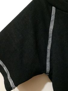 Black Printed Crop Top