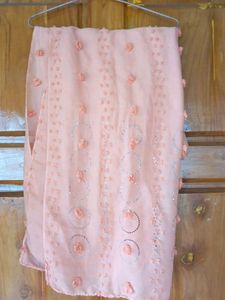 Peach Floral Applique Duppatas