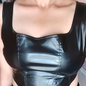 Black Leather Corset Top