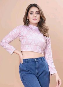 BlueTop &amp; Baby Pink Crop Top