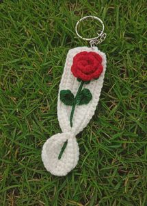 Crochet Rose Bouquet Keychain