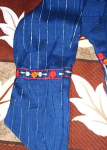 Blue Striped Embroidered Tunic