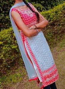 Pink And Peach Embellished Kurta