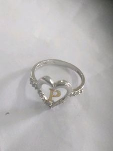 American Diamond Ring With Silver Polish