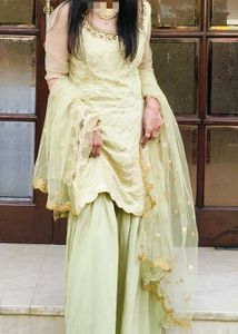 Pista Green Party Wear Garara Suit