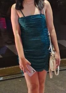 teal Sparkly Bodycon Mini Dress