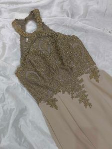 Elegant Beaded Halter Gown