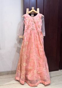 Elegant Peach Ethnic Gown