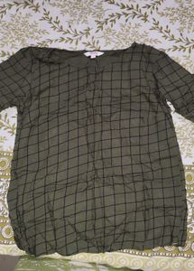 Checkered Olive Green Top