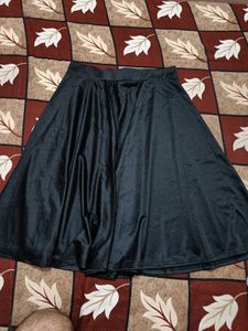 purple feather black midi skirt