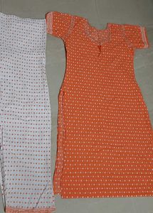 Orange Polka Dot Kurta Set