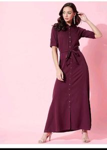 Maroon Shirt Dress