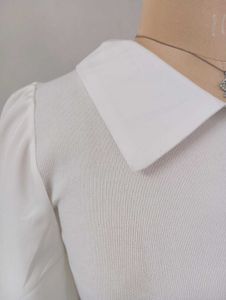 White Layered Look Long Sleeve Top