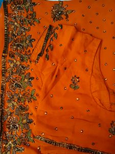 Orange Embellished Saree