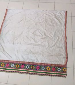 Embroidered White Navratri Dupatta