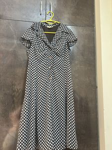 Chic Polka Dot Midi Shirt Dress