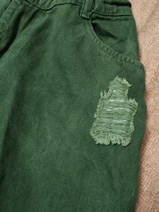 Straight Cut Green Denim Jeans