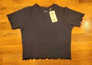 Cute Navy Blue Ruffle Crop Top