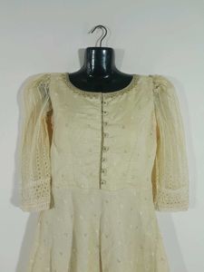 Cream Embroidered Kurta For Women&#39;s