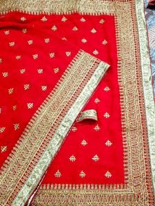 Red Embroidered Saree