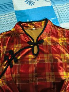 Vintage Style Plaid Mandarin Collar Velvet Top
