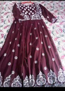 Maroon Embroidered Ethnic Gown