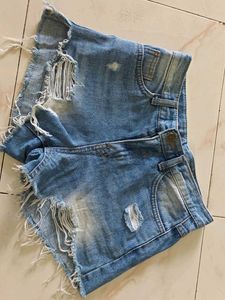 Distressed Denim Shorts