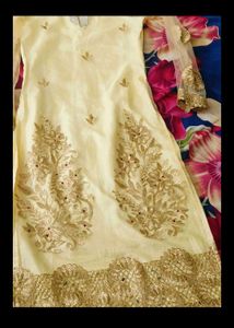 Elegant Embroidered Cream Dress