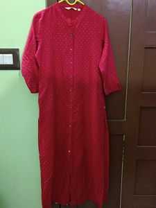 Red Button-Down Midi Dress
