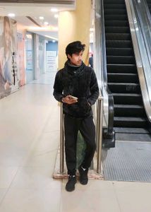 🌑Men’s Black Plush Wool Hoodie