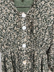 Olive And White Shaded Top
