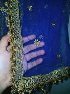 Clear Blue Shade Net Dupatta