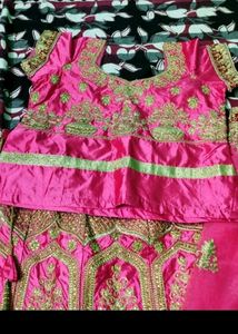 Pink &amp; Gold Embroidered Lehenga