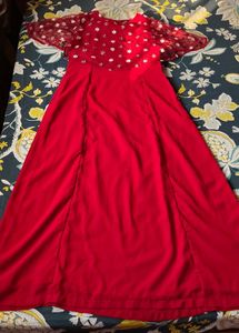 Indya Ethnic Gown M -Full Length,Bright Red Colour