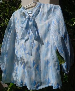 Vintage Blue Geometric Blouse