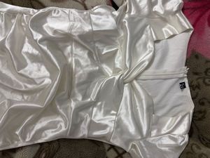 White Satin Mini Dress free size