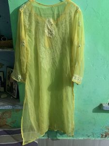 Yellow Embellished Kurti