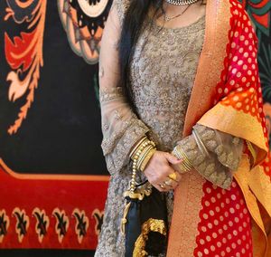 Elegant Grey &amp; Red Indian Outfit