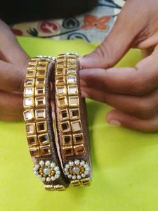 Silk Thread Bangles - Brown &amp; Gold