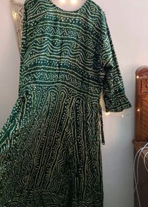 Green Anarkali Long Kurta Size 52