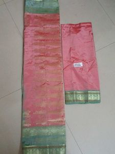 Elegant Peach &amp; Green Saree