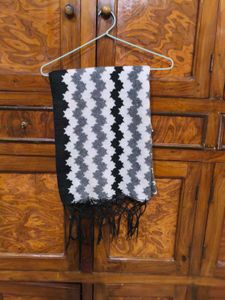 Cozy Chevron Shawl with Fringe