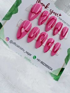 Pink Swirl Press-On Nails