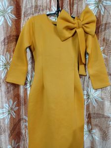 Bodycon Mustard Midi Partywear Dress Western