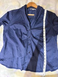 Elegant Blue Up-Down Strachable Shirt