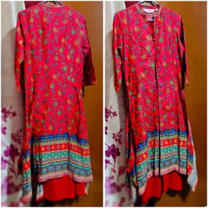 Biba Floral Print Layered Kurta