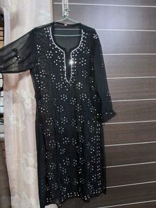 Mesh Black Long Kurti.