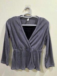 Gray Wrap Top