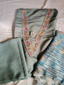 A Green Dress Material